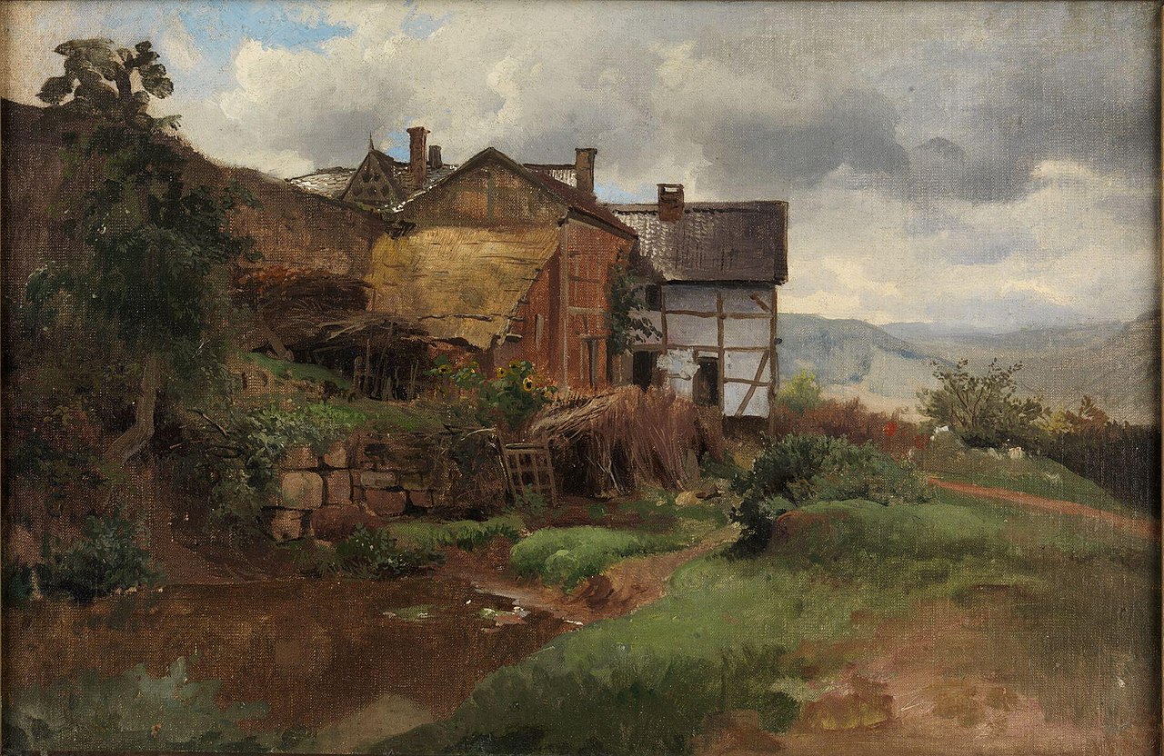 Historische Darstellung eines Bauernhofs in der Eifel von Sophus Jacobsen